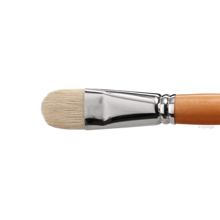 Grundierpinsel extra weiße Borste, flache ovale Zwinge, Nummer 24 auf weißem Hintergrund